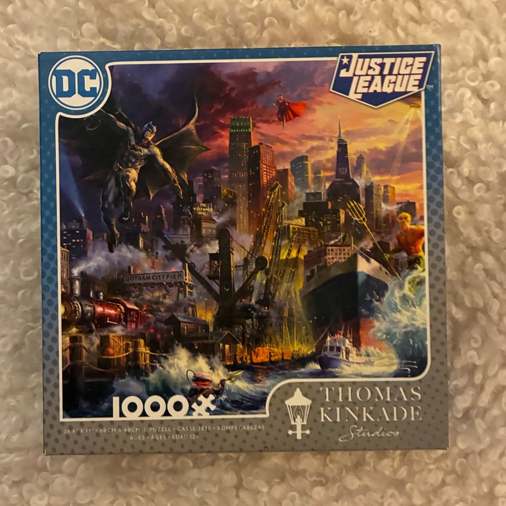 Thomas Kinkade Justice League Puzzle with Vibrant Cityscape